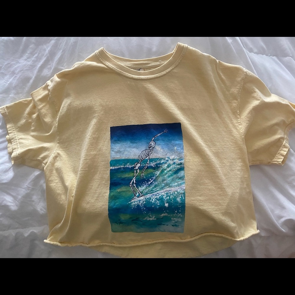 hand painted wash proof t comfort color in yellow